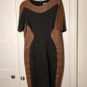 Leather and navy couture dress